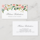 Elegantes silbernes Aquarell-Rosa erröten weißes Visitenkarte (Vorne/Hinten)