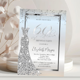Elegantes silbernes Diamantenkleid Silber 60. Gebu Einladung