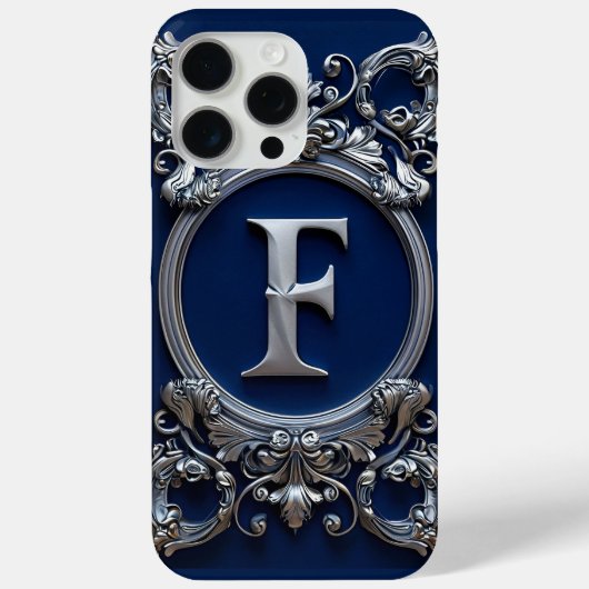 Elegantes silbernes F-Monogramm Case-Mate iPhone Hülle (Rückseite)