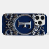 Elegantes silbernes F-Monogramm iPhone Hülle (Rückseite (Horizontal))