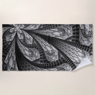 Elegantes silbernes Fraktal-Design Digitalkunst Strandtuch