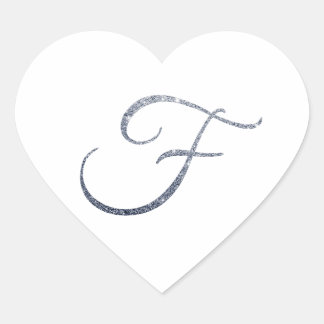 Elegantes silbernes Glitter-Monogramm F-Umschlag-S Herz-Aufkleber