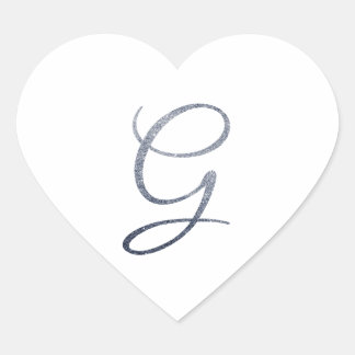 Elegantes silbernes Glitter-Monogramm G-Umschlag-S Herz-Aufkleber