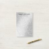 Elegantes silbernes Glitter Monogramm personalisie Post-it Klebezettel (Auf Schreibtisch)