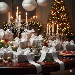 Elegantes silbernes Grosgrain-Band für Weihnachtsv Ripsband