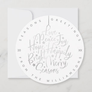 Elegantes silbernes Gruß-Typografie-Ornament Foto Feiertagskarte