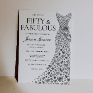 Elegantes silbernes Kleid Fünfzig & Fab 50. Geburt Einladung