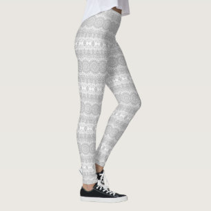 Elegantes silbernes Mandala-Muster Leggings