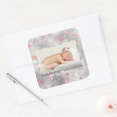 Elegantes silbernes Rose Goldschneeflocken, kunden Quadratischer Aufkleber (Umschlag)