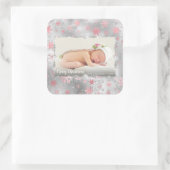 Elegantes silbernes Rose Goldschneeflocken, kunden Quadratischer Aufkleber (Tasche)