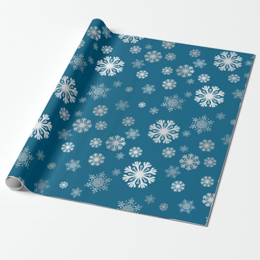 Elegantes silbernes Schneeflocken Geschenkpapier (Ungerollt)