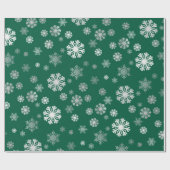 Elegantes silbernes Schneeflocken grünes Wrapping Geschenkpapier (Flach)