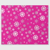 Elegantes silbernes Schneeflocken rosa Wrapping Pa Geschenkpapier (Flach)