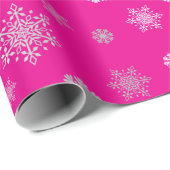 Elegantes silbernes Schneeflocken rosa Wrapping Pa Geschenkpapier (Rolleneckpunkt)