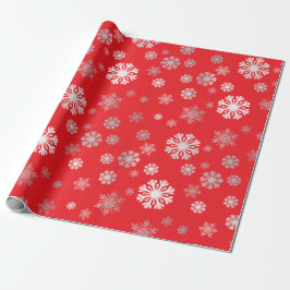 Elegantes silbernes Schneeflocken rotes Wrapping P Geschenkpapier