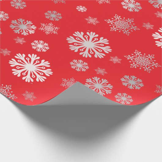 Elegantes silbernes Schneeflocken rotes Wrapping P Geschenkpapier (Ecke)