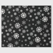 Elegantes silbernes Schneeflocken schwarzes Wrappi Geschenkpapier (Flach)
