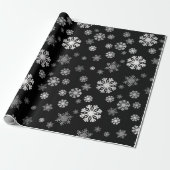 Elegantes silbernes Schneeflocken schwarzes Wrappi Geschenkpapier (Ungerollt)