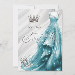 Elegantes silbernes Türkis-Sparkling-Kleid Sweet 1 Einladung