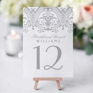 Elegantes silbernes Vintage-Glamour-Monogramm Tischnummer