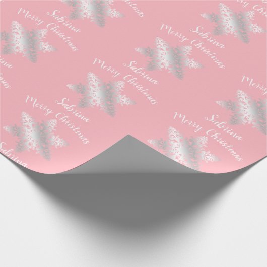 Elegantes Silberschneeflockenmuster Geschenkpapier (Ecke)