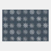 Elegantes Silberschneeflockenmuster Geschenkpapier Set (Vorderseite 3)