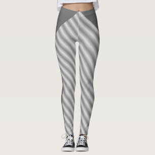 Elegantes Silberweiß Gestreift Leggings