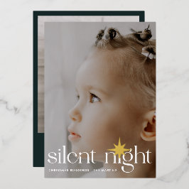 Elegantes Silent Night Christmas Star Zwei Foto Folien Feiertagskarte