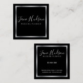 Elegantes Silve Black Minimalistisch Editable Quadratische Visitenkarte (Vorne/Hinten)