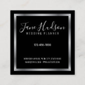 Elegantes Silve Black Minimalistisch Editable Quadratische Visitenkarte (Rückseite)