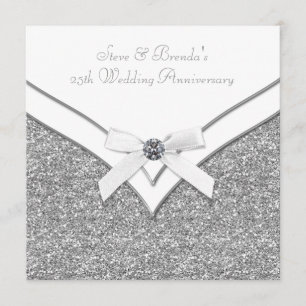 Elegantes Silver 25. Hochzeitstag Party Einladung