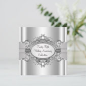 Elegantes Silver 25. Hochzeitstag Party Einladung (Stehend Vorderseite)