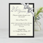 Elegantes Silver 25. Jubiläumsfest Einladung (Stehend Vorderseite)