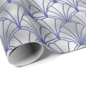 Elegantes Silver and Blue Art Deco Geschenkpapier (Rolleneckpunkt)