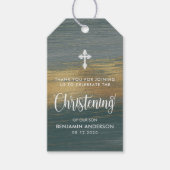 Elegantes Silver and Gold Boy Christening Vielen D Geschenkanhänger (Vorderseite)