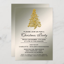 Elegantes Silver and Gold Christmas Tree Party Einladung