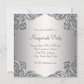 Elegantes Silver and Pink Masquerade Party Einladung (Rückseite)