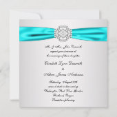 Elegantes Silver Aquamarin Blue Wedding Einladunge Einladung (Rückseite)