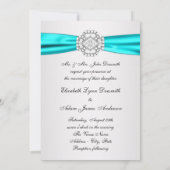 Elegantes Silver Aquamarin Blue Wedding Einladunge Einladung (Rückseite)