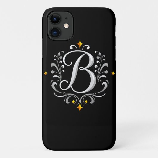 Elegantes Silver B Letter Monogram Case-Mate iPhone Hülle (Rückseite)