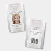 Elegantes Silver Beige Employee Foto ID Abzeichen Ausweis (Front & Back)