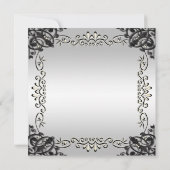 Elegantes Silver & Black 25. Hochzeitstag Einladung (Rückseite)