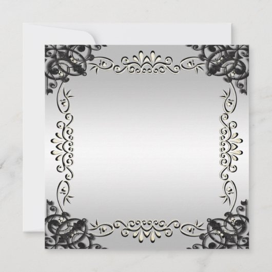 Elegantes Silver & Black 25. Hochzeitstag Einladung (Rückseite)