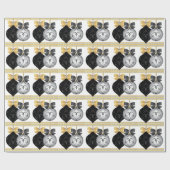 Elegantes Silver Black and Gold Weihnachtswrapping Geschenkpapier (Flach)