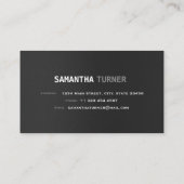 Elegantes Silver Black Beruflich Custom Monogram Visitenkarte (Rückseite)