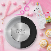 Elegantes Silver & Black Geometric Design Pappteller (Party)