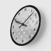 Elegantes Silver Black Metallic Dekorativ Runde Wanduhr (Winkel)