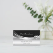 Elegantes Silver Black mit Foto & Sparkle Diamond Visitenkarte (Stehend Vorderseite)