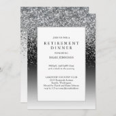 Elegantes Silver Black Retirement-Party Einladung (Vorne/Hinten)