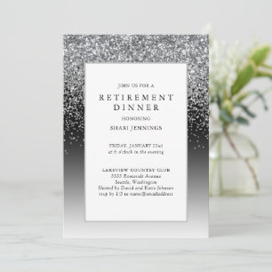 Elegantes Silver Black Retirement-Party Einladung